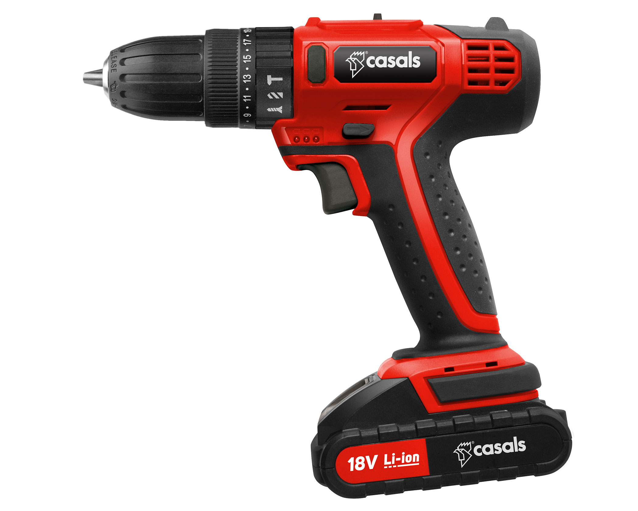 Casals Drill Impact Cordless Plastic Red 13Piece 18V CID18K2 Casals